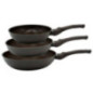 Set of 3 Aluminum Frying Pans | Brown Frying Pan for All Types of Stoves 20cm - 24cm - 28cm | Non-Stick Coating