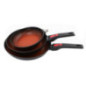 Juego 3 Sartenes de Aluminio con 2 Mangos Desmontables | Sarten para Todo Tipo de Cocinas 20cm-24cm-28cm | Antiadherente