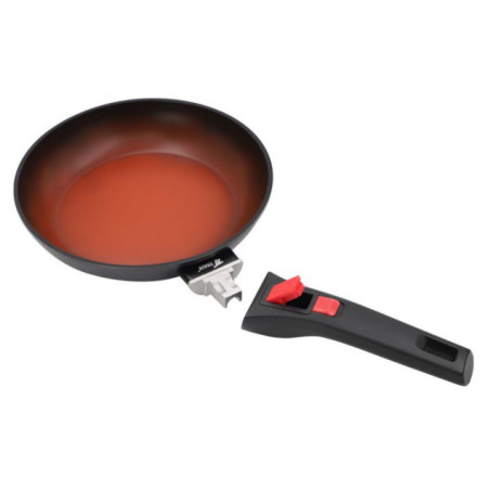 Juego 3 Sartenes de Aluminio con 2 Mangos Desmontables | Sarten para Todo Tipo de Cocinas 20cm-24cm-28cm | Antiadherente