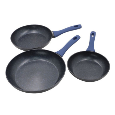 Conjunto de 3 frigideiras de alumínio | Adequadas para todos os tipos de fogão | 20 cm - 24 cm - 28 cm | Revestimento antiaderen