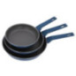Set of 3 Aluminum Frying Pans | Blue Frying Pan for All Types of Stoves 20cm - 24cm - 28cm | Non-Stick Coating