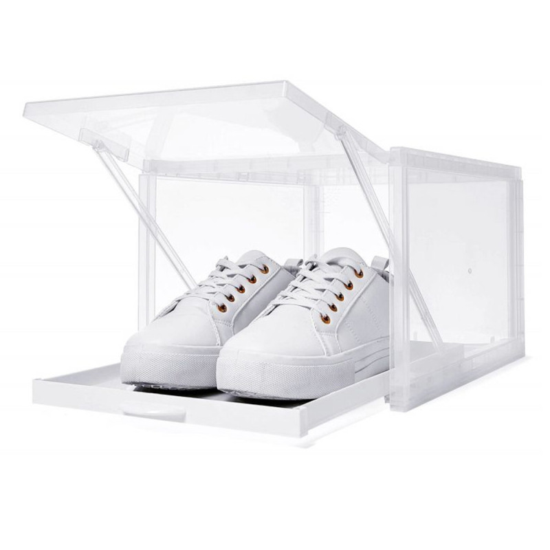 Ausziehbarer Schuhschrank, weiß | Ermöglicht schnellen und einfachen Zugriff auf Schuhe | Belüftungslöcher für Schuhe | 28 x 38