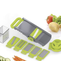 Rallador de Alimentos Manual 6 en 1 |  Mango Adaptable con 6 Cuchillas Intercambiables para Cortes Variados | Facil de limpiar