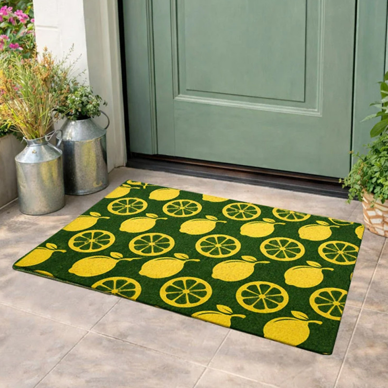 Zitronengelbe Fußmatte 75 x 45 cm | Rutschfest und strapazierfähig | Flexibel und recycelbar | Ideal für den Hauseingang