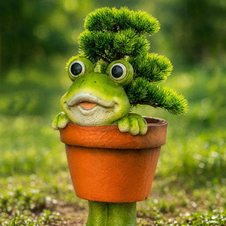Frosch-Pflanzgefäß | Dekoratives Pflanzgefäß 19 x 35 x 24 cm | Für drinnen und draußen, Garten oder Terrasse | Ideal für kleine 