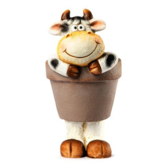 Pot de fleurs vache | Pot décoratif 19 x 36 x 24 cm | Jardinière d'intérieur/extérieur/terrasse | Idéal pour les petites plantes