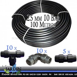 Pack Tuberia PE100 Alimentaria 25mm 10 bar 100 m + Accesorios