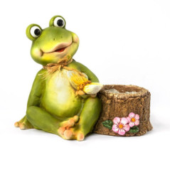 Frog and Log Planter | Decorative Planter 40x34x23 cm | Indoor/Outdoor Garden/Terrace Planter | Ideal for Small Plants
