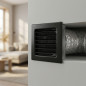 Griglia di ventilazione fissa con pre-telaio nero, lamelle e rete 17x17 cm | Condotti e aria
