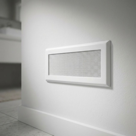 Grelha de ventilação metálica com pré-moldura 20x8 cm branca | Ventilação e Dutos