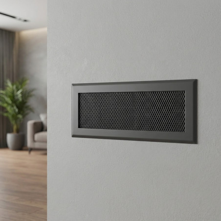 Grille de ventilation métallique avec cadre intégré 20 x 8 cm Gris | Ventilation et conduits