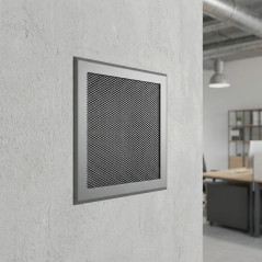 Grelha de ventilação metálica com pré-moldura 15x15 cm cinza | Ventilação e Dutos