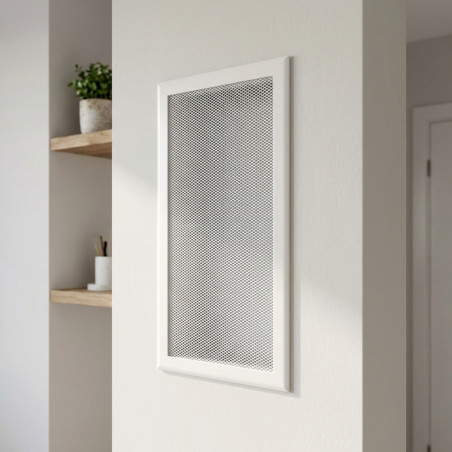 Grelha de ventilação metálica com pré-moldura 30x15 cm branca | Ventilação e Dutos