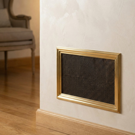 Grelha de ventilação metálica com pré-moldura 35x20 cm em latão | Ventilação e Dutos