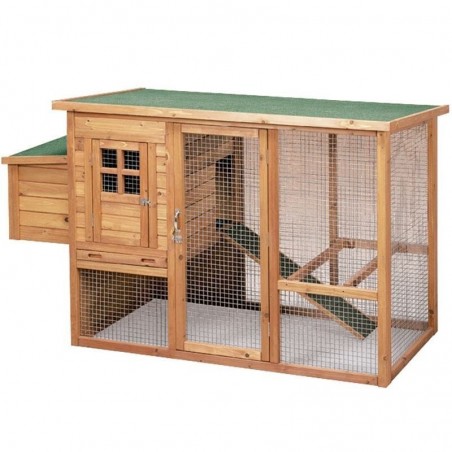 Gallinero de Madera Lyon 98x76x103 cm | Caseta Rectangular con Corral Interior para Gallinas | Resistente y Espacioso