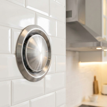 Griglia di ventilazione rotonda regolabile in acciaio inox Ø100 mm | Griglia regolabile per condotti ed estrazione aria