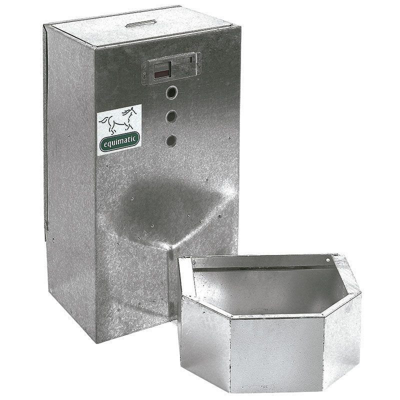 Comedero Automático Caballos 75 L Tolva Galvanizada 50x70x87 cm Montaje en Box | Alimentador Equino