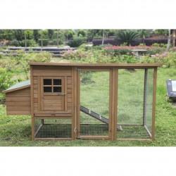 Gallinero de Madera Lyon 98x76x103 cm | Caseta Rectangular con Corral Interior para Gallinas | Resistente y Espacioso