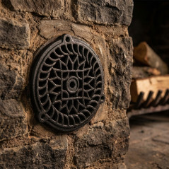 Cast Iron Round Ventilation Grille for Recessed Installation 13cm Black | Decorative Fireplace Grille