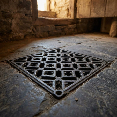 Griglia di ventilazione quadrata in ghisa per installazione ad incasso 20x20 cm nera | Griglia decorativa