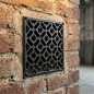 Grelha de ventilação quadrada em ferro fundido para instalação embutida, 20x20 cm, preta | Grelha decorativa