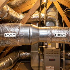 Redutor de distribuição de ar quente em aço galvanizado 125-110 mm | Dutos de ar