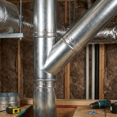 45°-T-Stück aus verzinktem Stahl für Warmluftverteilung, 3 Ausgänge Ø125 mm | Luftkanäle