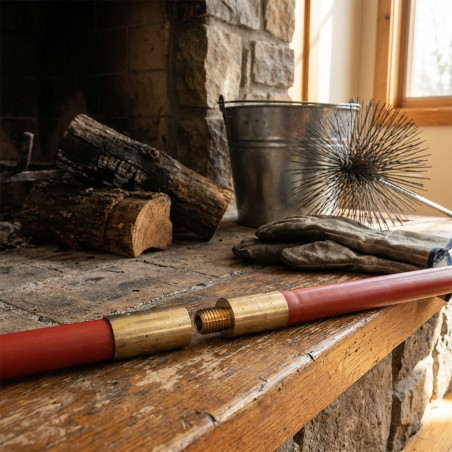 Asta professionale per spazzacamino rossa da 1,5 m | Pulizia di canne fumarie e camini