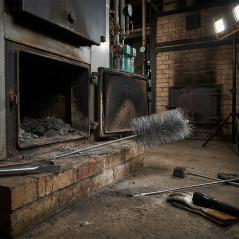 Brosse de nettoyage pour chaudières et cheminées, acier, 1 m, poils de 13 x 2 cm | Usage professionnel