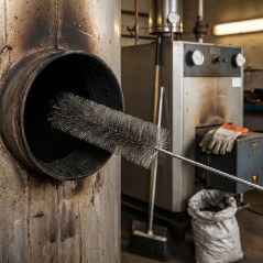 Brosse de nettoyage pour chaudières et cheminées, acier, 1 m, poils de 13 x 3 cm | Usage professionnel