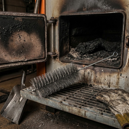 Brosse de nettoyage pour chaudières et cheminées, acier, 1 m, dimensions : 13 x 5 cm | Usage professionnel