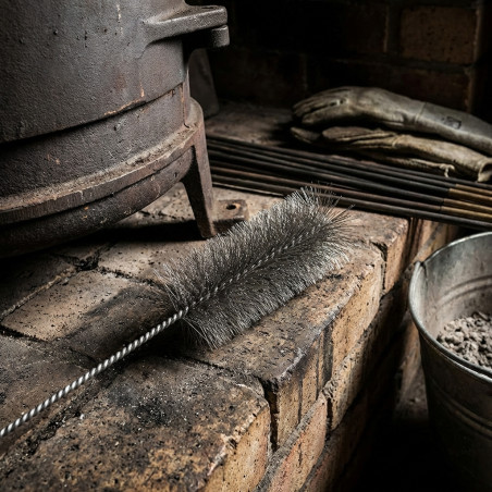 Spazzola per la pulizia di caldaie e camini, acciaio, 1 m, spazzola 13x6 cm | Uso professionale