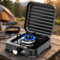 Réchaud à gaz 1 brûleur avec couvercle | Cuisinière portable | Gaz butane et propane | Corps en acier inoxydable | Allumage piéz