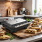 Sandwichera Grill Panini 1000W | Parrilla Electrica Multiusos Antiadherente | Apertura 180° | Patas Antideslizantes