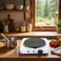 Hornillo Electrico 1 Fuego | Placa de Cocina Electrica 1000W 1 Quemador | Cocina Portatil 23.5x21x6.5 cm | Placa para Camping