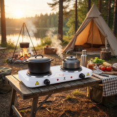 Electric Stove with 2 Burners | 2000W Electric Cooktop | Portable Stove 47.5x26x6.5cm | Camping Stove