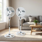 Ventilador de Pie 16\'\' | Pack 2 Ventiladores con Cabezal Oscilante de 3 Velocidades | Altura Regulable 1,3m | Potencia 45W