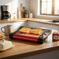 Grille-pain 300 W | Mini grille-pain horizontal plat | Grille-pain avec ramasse-miettes | 27,5 x 20,5 x 6 cm | Convient à tous t