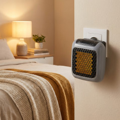 800W Mini Plug-in Heater | Fast and Silent Heating | Thermostat 15-32ºC | Remote Control | 12.5x11x14 cm