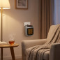 Mini radiateur d'appoint 800 W | Chauffage rapide et silencieux | Thermostat 15-32 °C | Télécommande | 12,5 x 11 x 14 cm