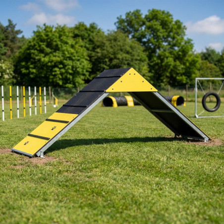Pont d'agilité galvanisé pour chiens 253 x 64 x 90 cm | Parcours d'obstacles pour l'entraînement canin