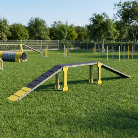 Pasarela Agility Perros Galvanizada 195x34x86 cm | Obstáculo Circuito Canino Entrenamiento