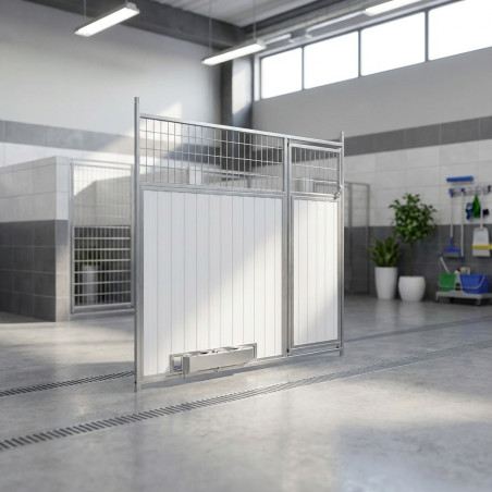 Cuccia per cani mista frontale 200x185 cm con porta e mangiatoia girevole | Cuccia per cani