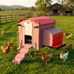Mobile Chicken Coop with 7L Water Tank 73x83x105 cm | Capacity for 6-9 Laying Hens