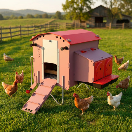 Mobile Chicken Coop with 7L Water Tank 73x83x105 cm | Capacity for 6-9 Laying Hens