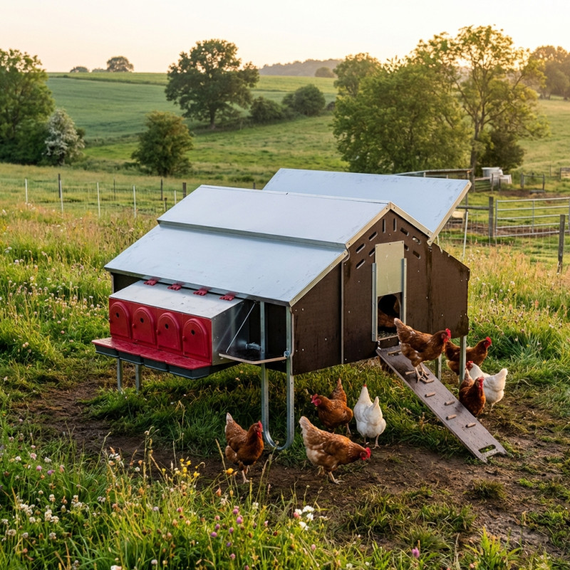 Gamme ferme - mon premier poulailler - un poulailler, 9 poules en bois