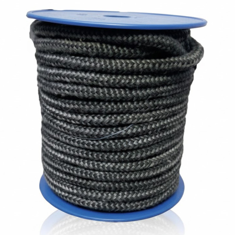 Rollo Junta Fibra Vidrio Redonda Negra 12 mm 25 m | Estanqueidad Estufas