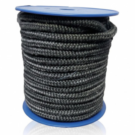 Rouleau de joint plat en fibre de verre noire 10 x 2 mm auto-adhésif 25 m | Étanchéité pour poêles