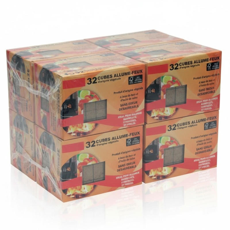 Lot de 24 boîtes de 32 allume-feu | Allume-feu pour poêles et barbecues