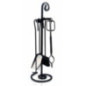 Ensemble d'accessoires de cheminée en fer forgé noir 72 cm | Outils de nettoyage pour poêles et cheminées